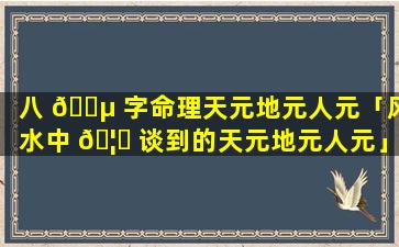 八 🐵 字命理天元地元人元「风水中 🦟 谈到的天元地元人元」